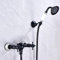 ZYCDP Mitigeur Baignoire Retro Robinet Baignoire avec Douchette Vintage Mitigeur Baignoire Double Poignée, Noir Antique