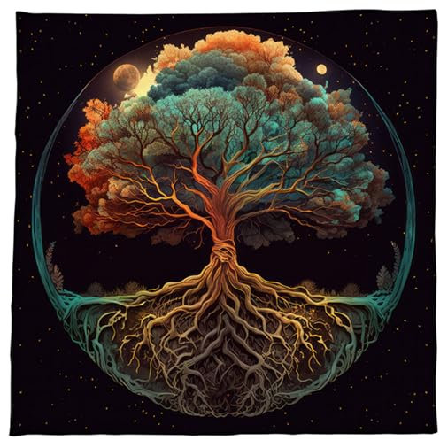 Tarots Tischdecke, Altar, Stoff, Baum des Lebens, Tischdecke, Astrologie, Wahrsagungen, quadratischer Stoff, Wandteppich, Heimdekoration, Wahrsagungskarten, Tischdecke, Wanddekoration