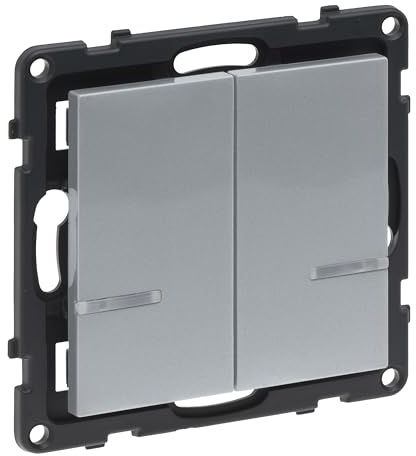 LEGRAND, SEANO with Netatmo Wandsender Licht - 2-fach, 2 Schaltwippen, LED-Batteriestatus, 3 V-Batterie (8 Jahre Lebensdauer), Befestigung auf jeder Oberfläche, Smart Home, Farbe: Aluminium, 765734