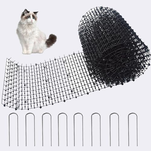 Rejilla para Espinas contra Gatos, 30 x 400 cm, para jardín, plástico, con 8 púas, Color Negro
