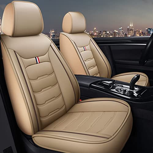 JGQFB 2 Stück Auto Sitzbezüge für Volvo V50 V60 V70 V90 XC40 XC60 XC70 XC90 2000-2023 2024, Wasserdicht Atmungsaktiv Verschleißfest Schonbezüge Autositz Sitzschoner,C/Beige