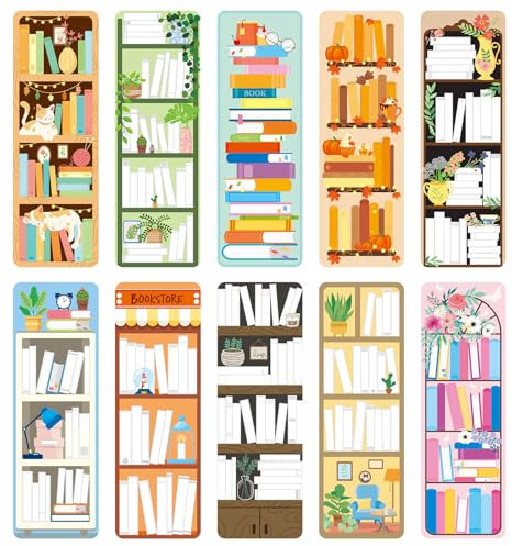 JSRQT 30 Stück Lesen Lesezeichen Bücherregal-Design Lesen Seitenmarkierungen Doppelseitig Niedliche Buch Tracker Lesezeichen Papier Buchmarker für Buchliebhaber Papier Lesezeichen Set Buchverfolgung