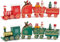 AONAT 2 Stück Weihnachten Zug Deko,Mini Weihnachtszug,Holz-Eisenbahn Weihnachtsdeko,dekorativer Christmaszug,Holzeisenbahn Tischdeko Für Kinder Mädchen Junge Geschenk(Rot und Grün)