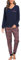Vlazom Pyjama Femme Hiver Ensembles de Pyjama à Manche Longue Col en V Vêtements de Nuit à Carreaux Chaud Long，A-Bleu Marine，XXL