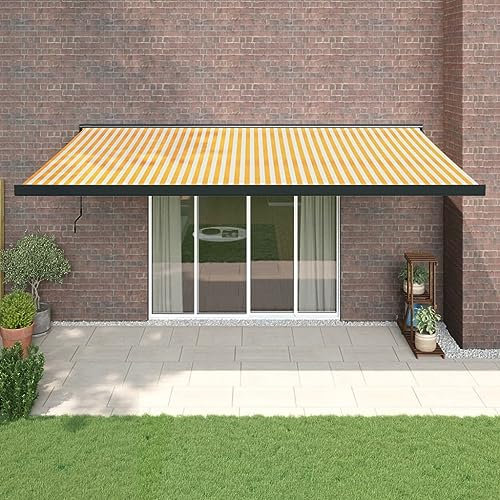 Festnight Toldo Articulado Eléctrico con Mando a Distancia, Toldo Retráctil 5x3 m, Toldo Exterior Enrollable, Toldo Motorizado Incluye Soporte de Pared, Amarillo y Blanco