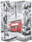 Homgoday Paravent für den Außenbereich, klappbarer Windschutz, 160 x 170 cm, Druck Londoner Bus, weiß und schwarz, Separare für den Außenbereich, Trennwand für den Garten, Trennwand für den