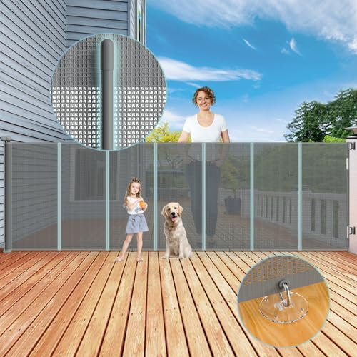 Extra Tall Retractable Baby Gate for Baby, 300 * 105 cm Retractable Stair Gate Long Dog Gate Extra Wide, Stair Gates for Dogs, Safety Gate Reinforced Mesh Pet Gate for Doorways/Indoor/Outdoor