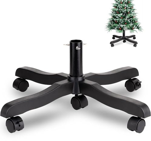 PUDO Weihnachtsbaumständer Christbaumständer für Künstlichen Weihnachtsbaum: Künstlicher Baum Ständer für Kunstbaum Halter mit Rädern - bis 200cm Right Christmas Tree Stand Schwarz