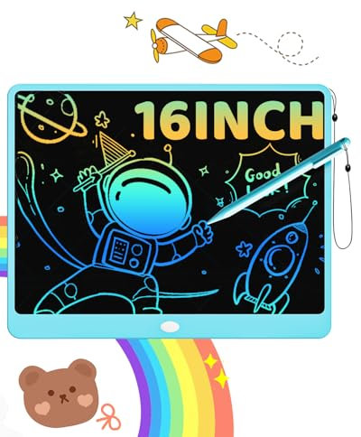 ORSEN Tablette LCD 16 Pouces, Ardoise Magique Effaçable pour Enfants, Tableau Créatif et Jouet Éducatif, Idée Cadeau d'Anniversaire pour Garçons et Filles de 3 à 8 Ans (Bleu)