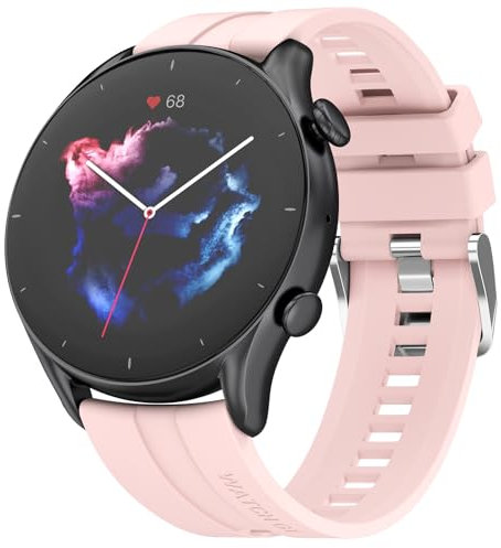 Mugust Correa para Amazfit GTR 3/GTR 3 Pro/GTR 2e/GTR 2/GTR 47mm/GTR 4,22mm Correas Silicona Pulseras para Amazfit Stratos 3/Stratos 2/Stratos(Rosa)