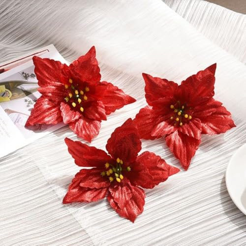 Stoff + Kunststoff, 10 Weihnachtskränze, Weihnachtsblumendekoration, für Heimdekoration (orange)