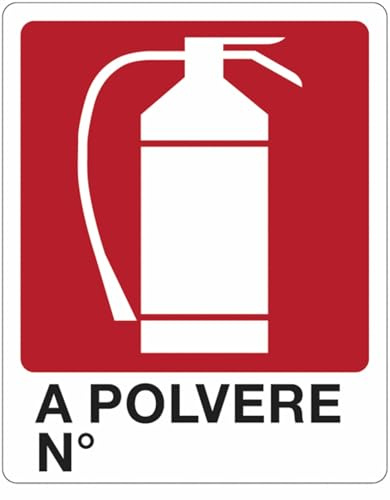 GLOBAL CARTELLO SEGNALETICO - estintore A polvere N° - Adesivo Extra Resistente, Pannello in Forex, Pannello In Alluminio (Plastica, 20x31 cm)