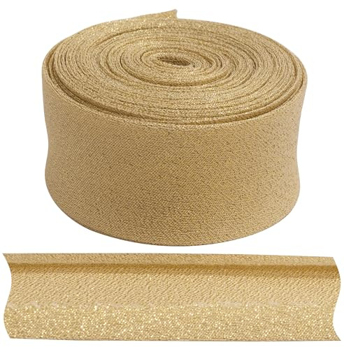 AERZETIX - C77486 - Glänzendes, gefaltetes Nahtschrägband 4,5 m x 30 mm - 65% Baumwolle und 35% Polyester - goldfarben