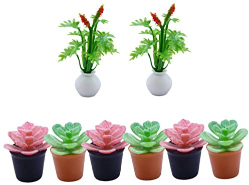 JOINPAYA 8stücke Miniatur Bonsai Modell Teiliges Künstliche Pflanzen Für Puppenhaus Mikro-landschaftsdekoration Realistische Mini Topfpflanzen Für DIY-gärten