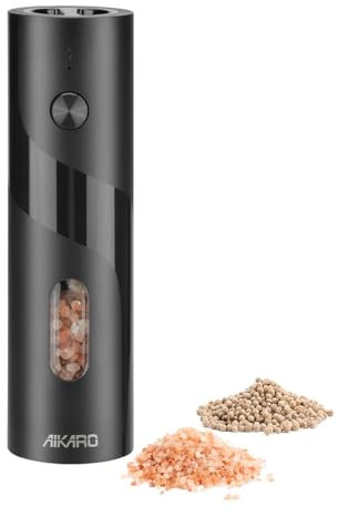 AIKARO - Electric Salt and Pepper Mill Automatic Spice Grinder, Battery Operated