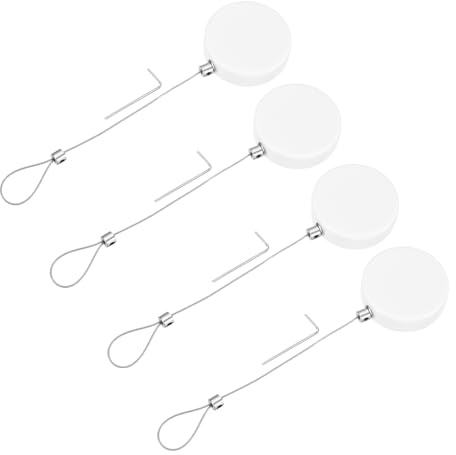sourcing map 3.3ft Retractable Cable Lock with Latch Remote Control Security Locks with Adjustable Cord Tether Anti Theft for Laptop, TV, 150 G, White, 4 Pack