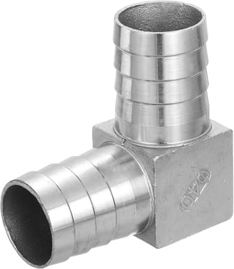 sourcing map 40mm Hose Barb 90 Degree Pipe Fitting, 304 Stainless Steel L Right Angle Adapter Pipe Connection Fitting for Vacuum Systems, Industrial Connections, Pneumatic Equipment, Silver