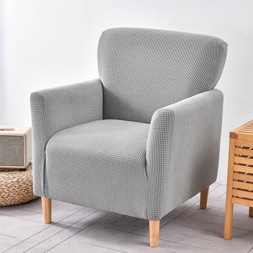 Generisch Stretch Sesselbezug Sesselhusse, Sesselüberzug Mit Armlehnen, Sesselhussen Für Clubsessel Loungesessel Cocktailsessel(Light Gray)