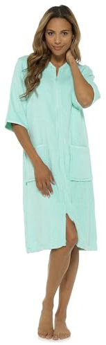 GM Apparel Accappatoio da donna con cerniera, 100% cotone, accappatoio da donna in spugna, altamente assorbente, Menta, 8-10