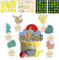 Lot de 25 décorations de gâteau + 4 feuilles de tatouages temporaires pour enfants, décoration de fête, muffins, dessert, caricature, décoration de cupcake, décoration de fête