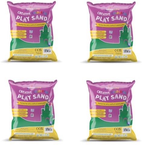 Rainbow Eco Play – Coloured Green Sand – 20kg - 100% Natural - Play Sand Art Kits for Kids – Childrens Craft - 4x5kg