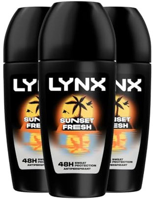 Lynx Sunset Fresh Antiperspirant Roll-on Multipack With Mango and Mandarin Scent Long Lasting Fragrance with 48 Hours Sweat Protection Deodorant for Men 50 ml, 3 Pack