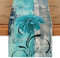 Tischläufer Frühling Vintage Blau Herbst Leinen Abstrakte Blaugrüne Blumen Tischdeko Rustikales Ölgemälde Tischläufer Akzenttisch Dekoratives Tuch für Bankett Party Urlaub Hochzeiten 33 x 183