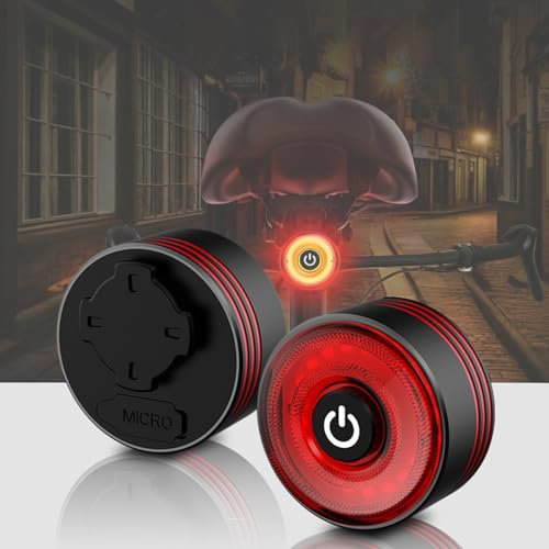 Wenbones Smart Fahrrad Rücklicht, Auto On/Off Fahrrad Taschenlampe Blinkende Fahrradrücklichter mit Bremsempfindung Vibrationstriggered USB Akku, LED Fahrradlichter für Kinder und Erwachsene