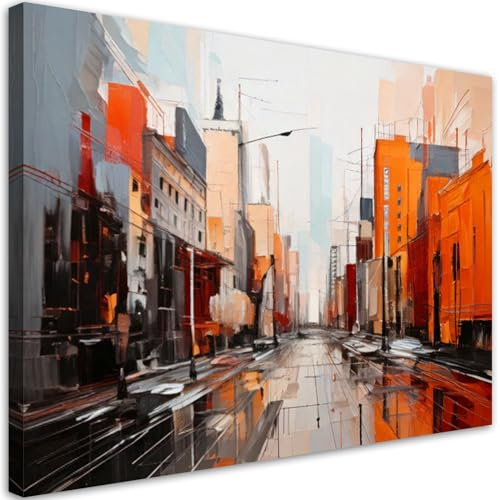 Feeby Wandbild - Wohnzimmer Modern Deko - Stadtarchitektur Abstraktion - 60x40 1tlg - Bilder Leinwand - Bild auf Leinwand Schlafzimmer - Leinwandbilder für die Wand - Canvas Painting - Fotokunst