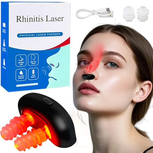 Rotlicht Nasaltherapiegerät, 3 Modi Nasenrhinitis Therapiegerät, Physiotherapie Nasenberuhigungsgerät USB Wiederaufladbar, Nase Infrarot zur Linderung von Nasenbeschwerden und Nasenverstopfung