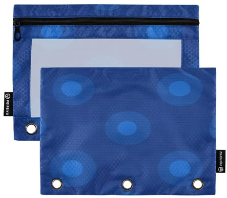 RPLIFE Locher für Kinder und Schule, 2 Stück, 3 Fächer, durchsichtig, Vordertasche mit Reißverschluss, für Jungen und Mädchen, 24,9 x 17,8 cm (Einheitsgröße x 2)