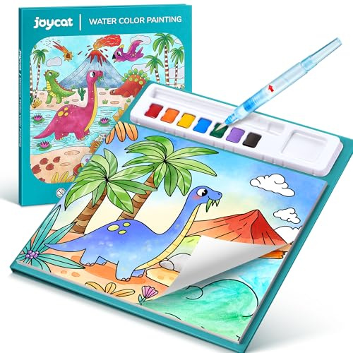 JoyCat Livre de coloriage avec peintures à l'eau pour tout-petits de 3 à 8 ans, kit de peinture aquarelle, pour arts et bricolage, jouet éducatif, cadeau d'anniversaire pour garçons et filles