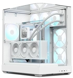 APNX V2 White ATX Case – X-Pand Flow Dual Airflow, 3-Side Tempered Glass, 360mm AIO & Reverse BTF Motherboard Support, 4×140mm Fans, 160mm Fan Slots, ARGB Fan Hub, GPU Bracket, High Airflow