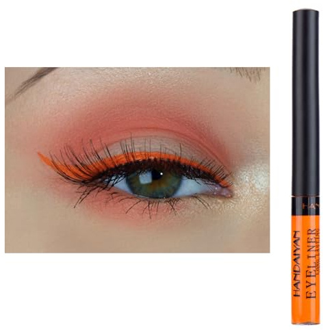 Eyeliner Wasserfest UV Glow Neon,Matte Liquid Eyeliner Set,Glühender Eyeliner Wischfest, Langanhaltend, Hohe Farbwiedergabe,Halloween Makeup Set Gift For Women-Orange