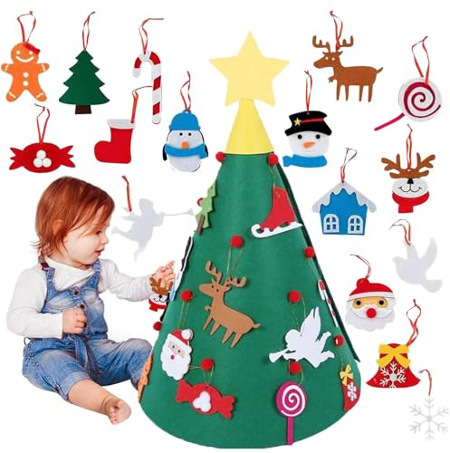 Weihnachtsbaum-Set: Filz, Weihnachtsbaum-Dekoration, kinderfreundlich, lustiger Weihnachtsbaum, Spielzeug für Wohnzimmer,