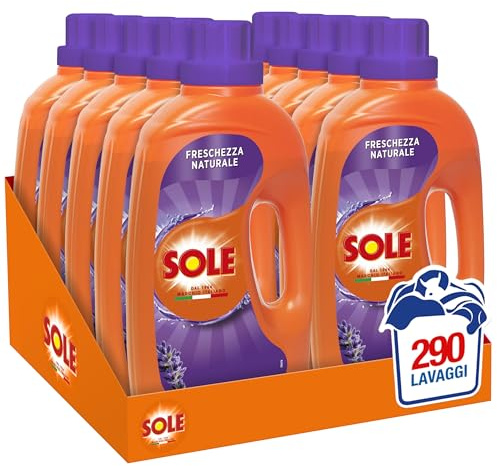 Sole Detersivo Lavatrice Liquido Freschezza Naturale 290 Lavaggi, Formula Igienizzante, 10 Confezioni da 29 Lavaggi