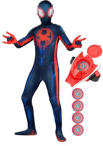 LXWINNER Cosplay Kostüm für Kinder, Kinder Jumpsuit Launcher Handschuh, Karneval kostüm Kinder Set, Geeignet für Halloween, Maskerade, Party, Weihnachten, Cosplay