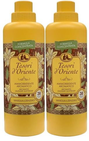 2x Ammorbidente Aromatico Vaniglia e Zenzero, Formula Concentrata, Profumo Intenso a Lunga Durata, 38 Lavaggi, 760ml