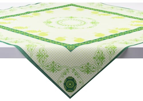 Sovie Home Tischdecke RABEA Grün, Linclass Airlaid, 80x80cm, 1 Stück, Osterdesign mit Osterhasen, Ostereiern, Ornamenten, Einweg-Mitteldecke ideal für die Osterzeit