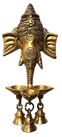eSplanade - 24,1 cm Messing Ganesha Ganesha Ganpati Wand hängen Deepak mit Glocken | Messing Diya | Messing Öl Öllampe - Wandbehang