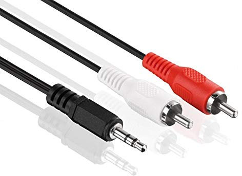 ETEC Audio Kabel - 3,5mm Klinke auf 2x Cinch - RCA zu Jack, Chinch zu AUX Klinke 5,0m Laptop iPhone Aux Kabel Musik Sound