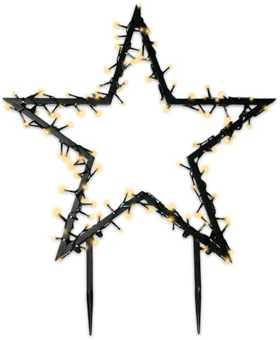 Gartenpirat Gartenstern Ø 120 cm mit Erdspieß 350 LED warmweiß mit Timer-Funktion Gartenstecker Weihnachtsbeleuchtung Stern Weihnachten außen