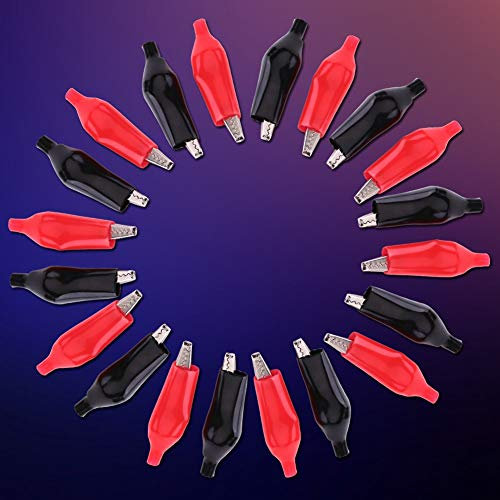 20pcs 28 mm pinza de cocodrilo de metal cocodrilo pinza eléctrica para la prueba de medidor de sonda, negro, rojo