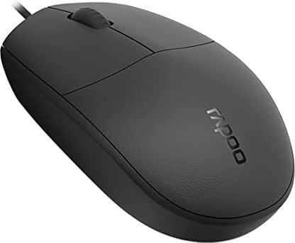 Rapoo N100 kabelgebundene Maus wired Mouse 1600 DPI Sensor ergonomisch für Links- und Rechtshänder PC & Mac - schwarz