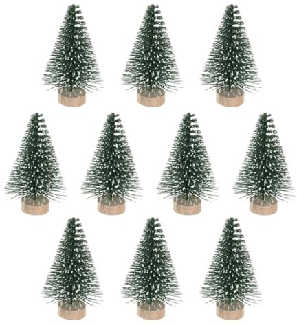 BESPORTBLE 10 pack mini weihnachtsbaum ornamente mit schneebedeckten kiefern diy tisch desktop dekoration für zu hause shop-5 cm