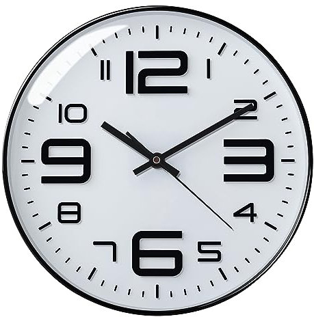 Plumeet 30cm Stille Wanduhr Anti-Ticken, mit Modernem und Schönem Design für Wohnzimmer, Große Küchen-Wanduhr, Batteriebetrieben (Weiß)