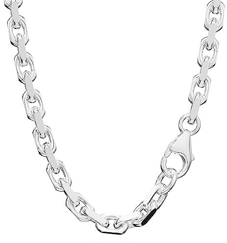 NKlaus massive Ankerkette 925er Silber, diamantiert, Herren/Damen, 5,0mm