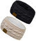 Winter Schleifen Stirnband Damen Gestrickt Warmes Stirnbänder Ohrenwärmer Kopfband Haarband Verdicken für Frauen Mädchen, Elastische Häkelarbeit Thermo Stirnband (Reines Schwarz, reines Grau)