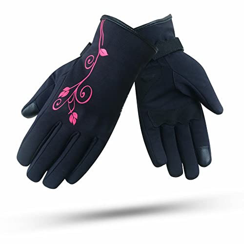 Lady1 Noir Rose | Gants Moto Femmes - Gants De Moto d'hiver Imperméables en Cuir Coupe-Vent Et Respirants avec Doublure d'hiver - Protections Maximales Homologuées - Accessoires Moto Taille S