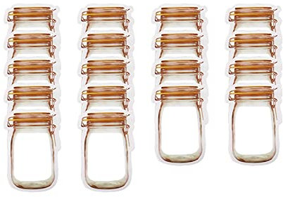 Enkrio 18Pcs Mason Jar Zipper Bags Resuable Snack Bags Portable Food Storage Snack Zipper Bags for Kitchen Travel Camping Picnic Organizer (18S)